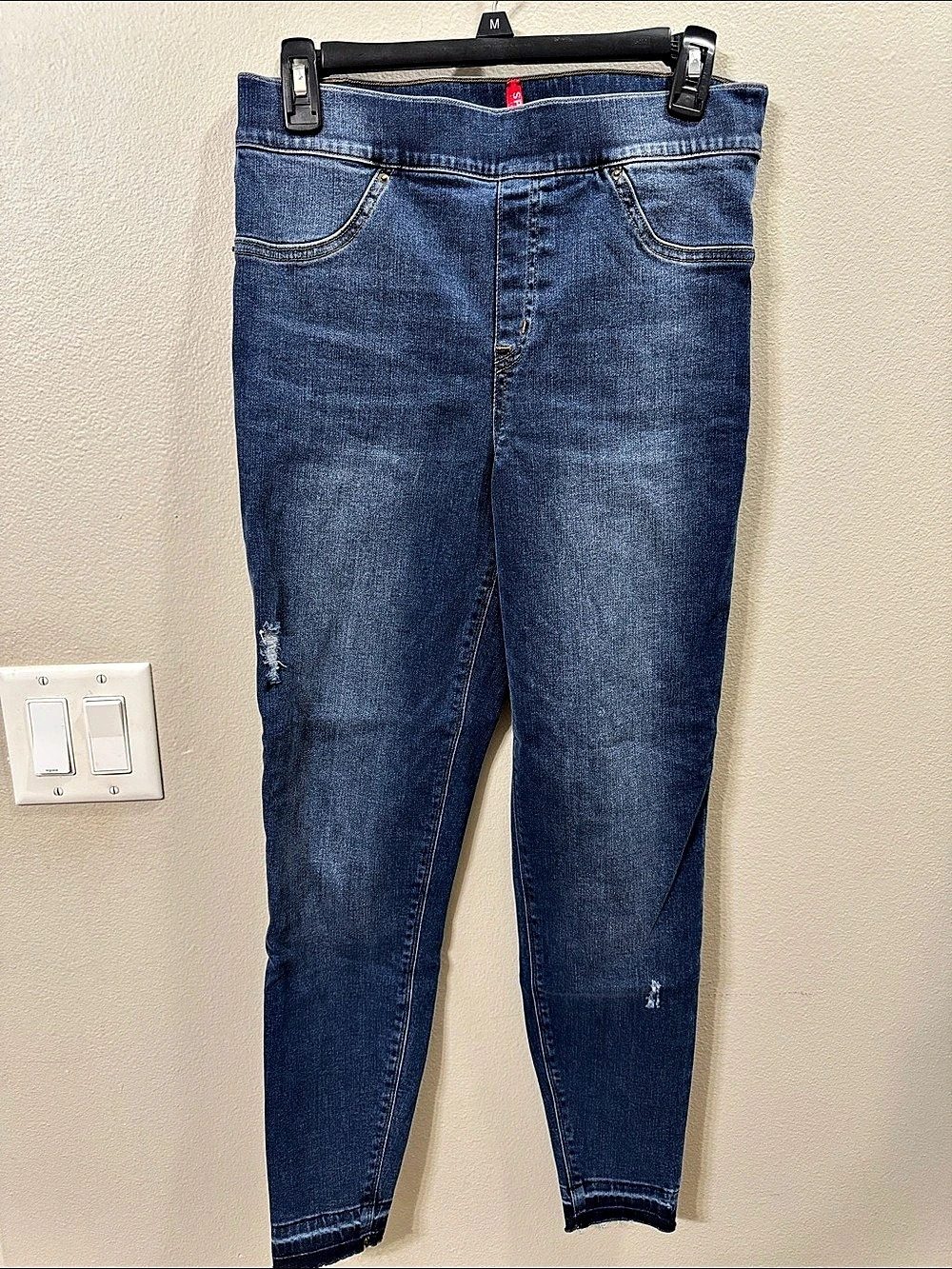 SPANX Distressed Ankle Skinny Jeans Blue Size Medium